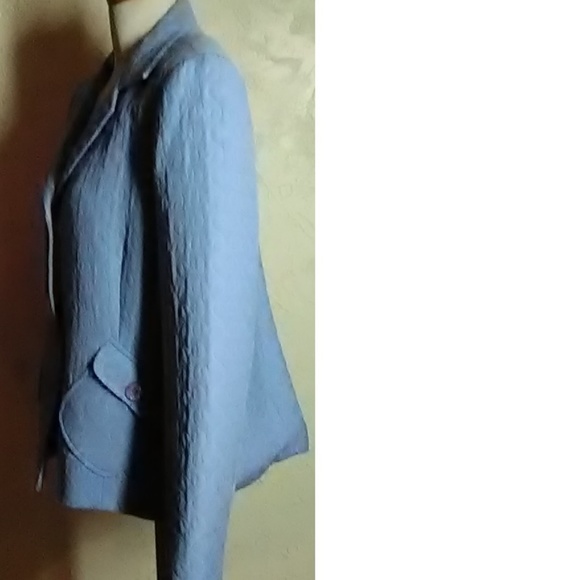 Sag Harbor Lt Blue Quilted Cotton Blazer Size 14 - Picture 2 of 5